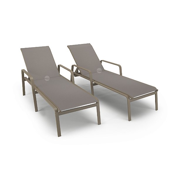 Kit 2 Espreguiçadeiras Riviera Piscina Alumínio Fendi Tela