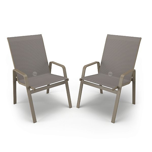 Kit 2 Cadeiras Riviera Piscina Jardim Alumínio Fendi Tela