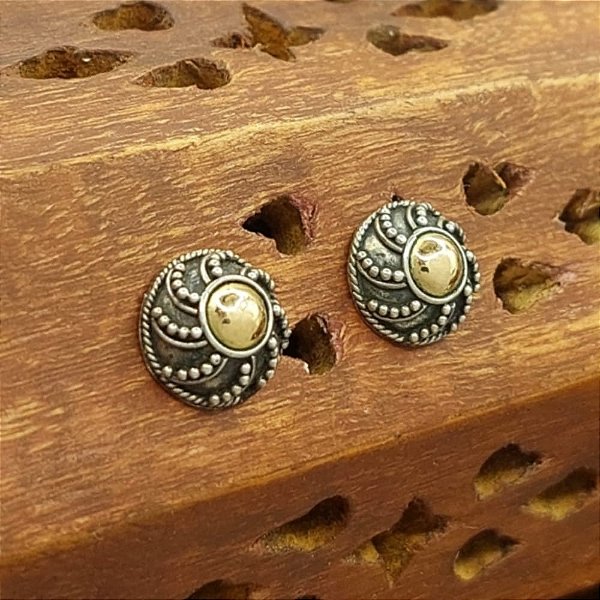 Brinco de Prata com Ouro 18k - Bali - Mandala.