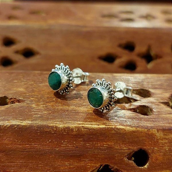 Brinco Indiano de Prata 925 com Esmeraldas - Sol