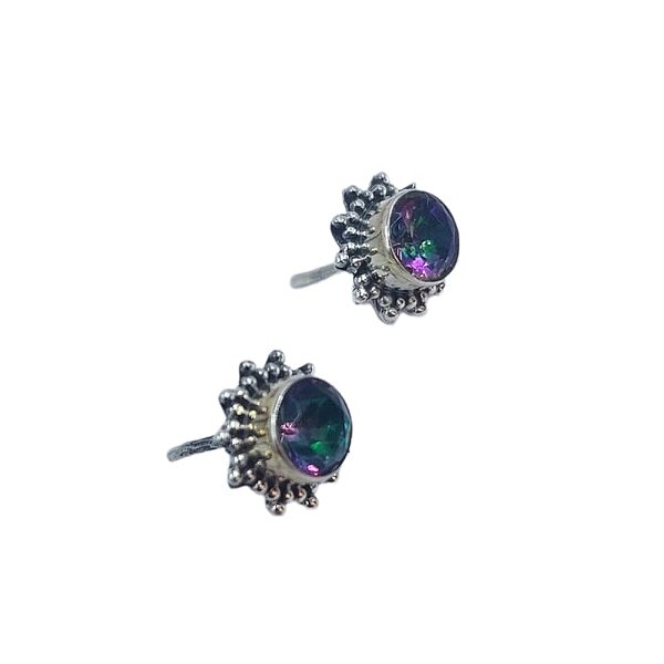 Brinco Indiano de Prata 925 com Topázio Místico - Sol