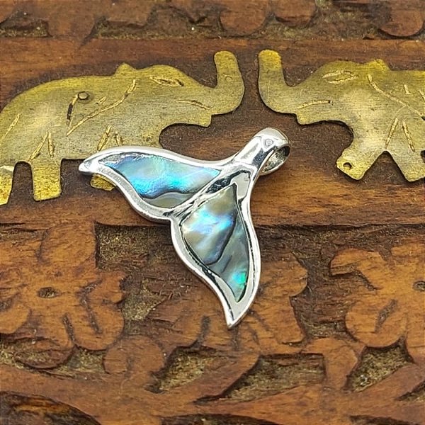 Pingente Prata Bali 925 Rabo de Baleia Abalone