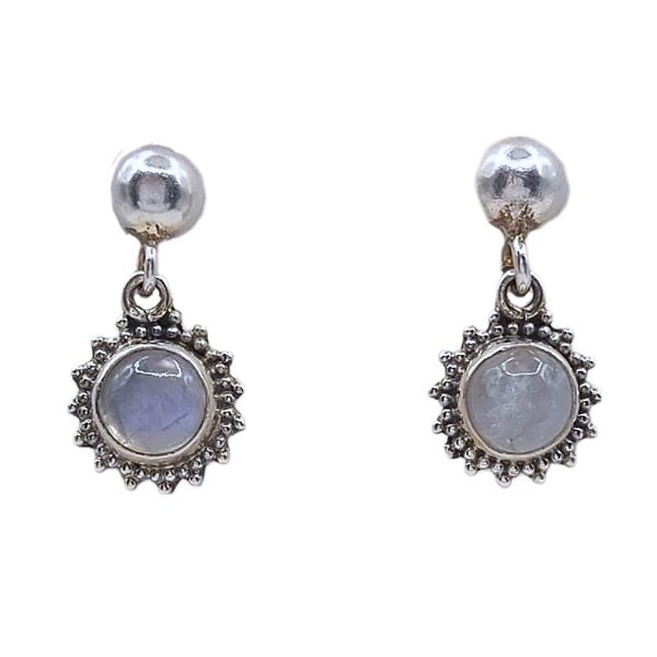 Brinco de Prata 925 - Pedra da Lua - Filigrana - Sol