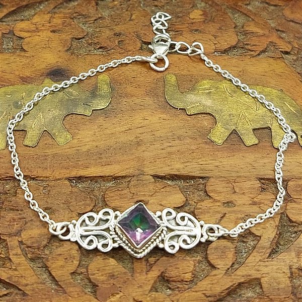 Pulseira de Prata 925 Topázio Místico - Charm
