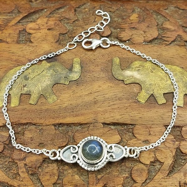 Pulseira de Prata 925 Labradorita - Charm