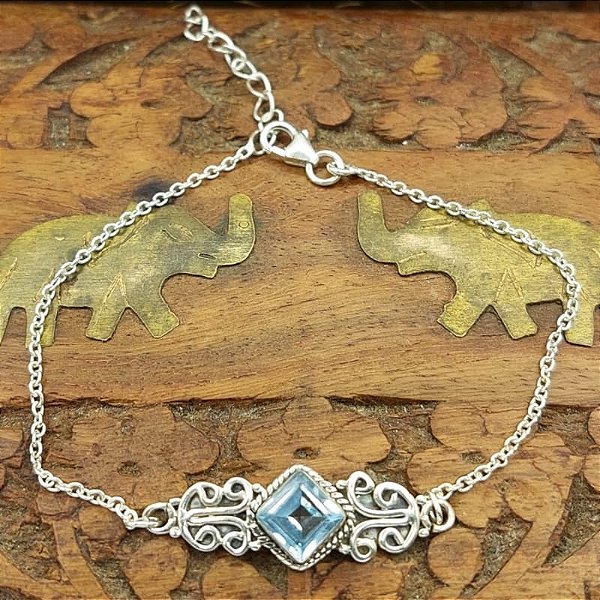 Pulseira Life de Prata 925 Topázio Azul