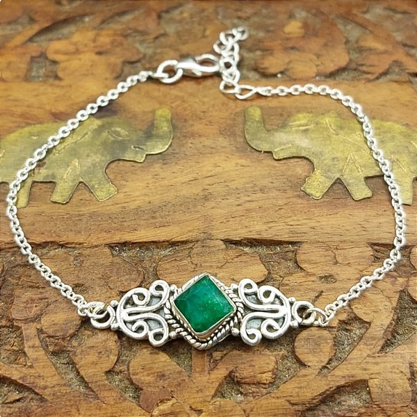 Pulseira Life de Prata 925 Esmeralda