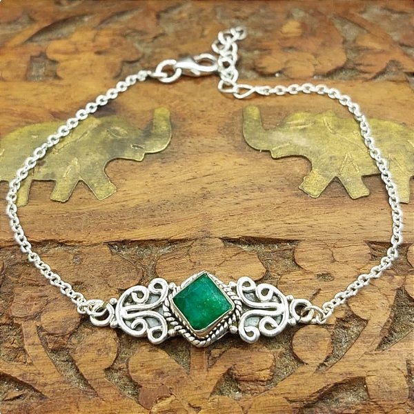 Pulseira Life de Prata 925 Esmeralda