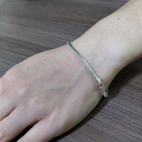 Pulseira de prata 925 - Lacraia 3,3mm x 18,5cm x 4gr
