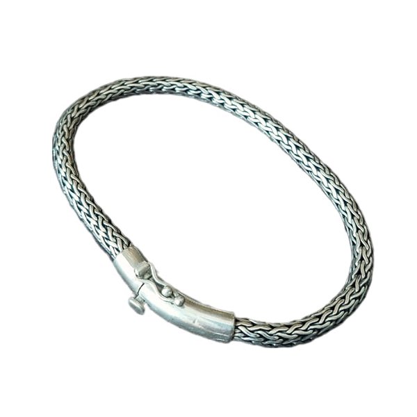 Pulseira de Prata Bali 925 4,80mm Redonda fecho de Gaveta