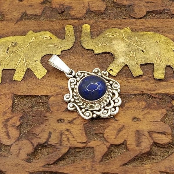 Pingente Prata 925 Bali Pedra natural Lápis Lazuli - Lançamento