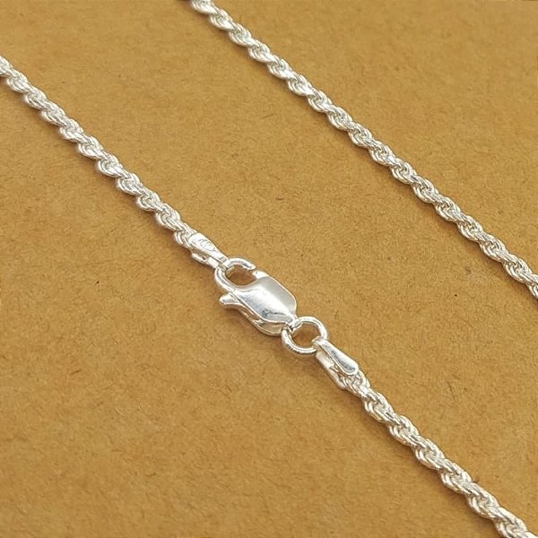 Corrente Prata 925 Italiana Ponto baiano 50cm x 1,3mm