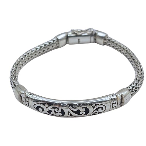 Pulseira Prata Bali 925 8mm Oval fecho de Gaveta