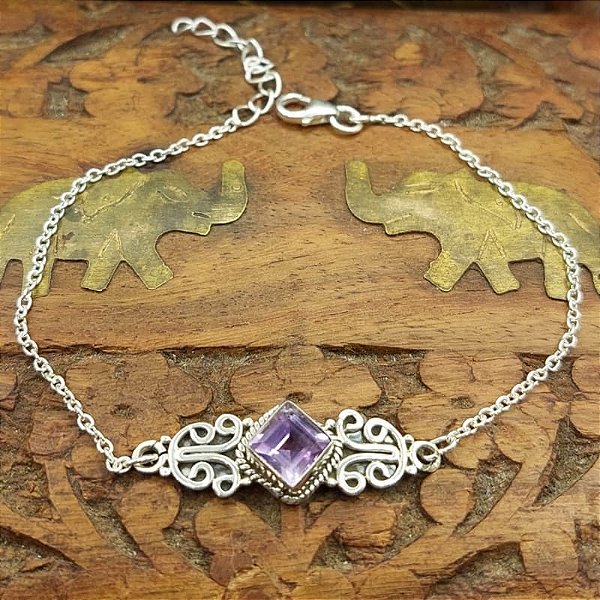 Pulseira Life de Prata 925 Ametista