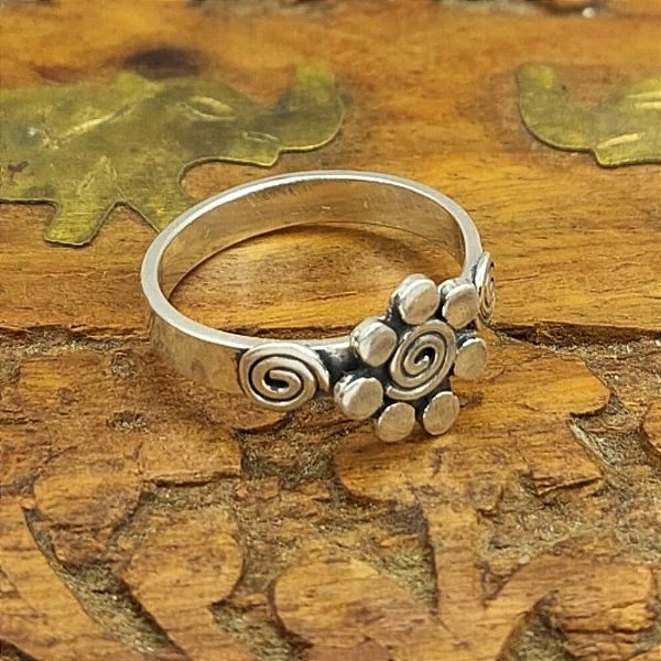 Anel Prata Bali 925 Flor Artesanal Feminino