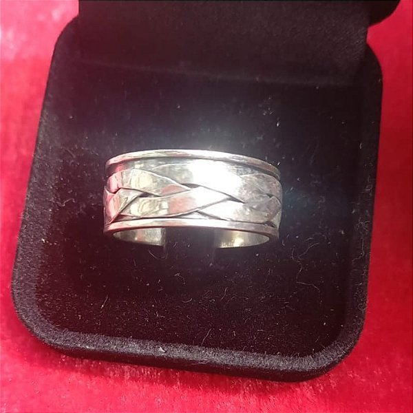Anel Masculino Prata 925 Trança Batida - SOB ENCOMENDA