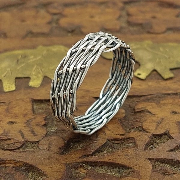 Anel masculino Prata Bali 925 Trançado 8 fios - SOB ENCOMENDA.