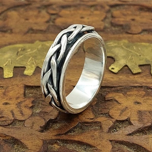 Anel Prata Bali 925 Giratório Trança - SOB ENCOMENDA