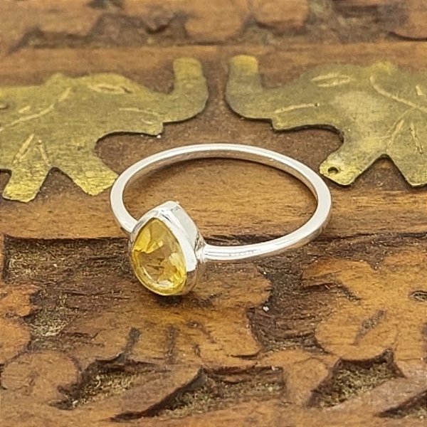 Anel Prata Bali 925 com Citrino Artesanal