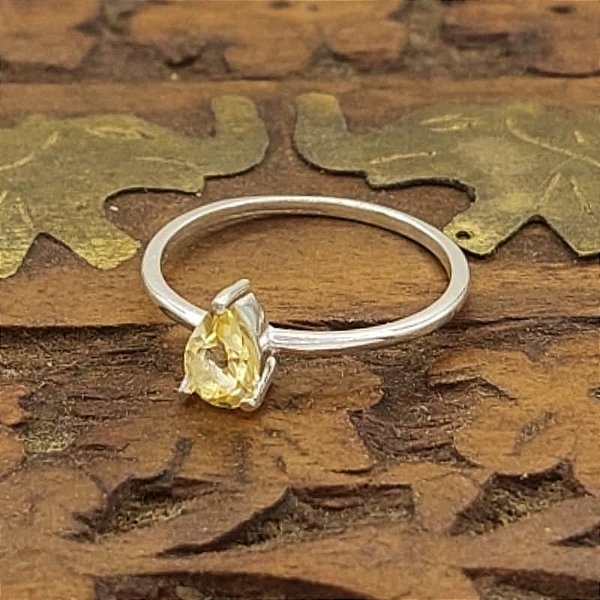 Anel Prata 925 com Citrino Artesanal
