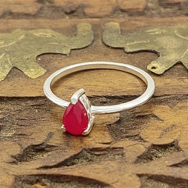 Anel Feminino Prata 925 com Rubi Indiano