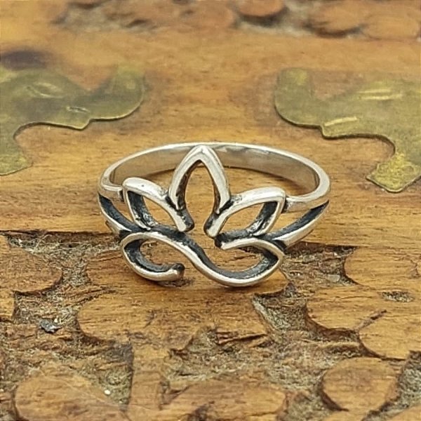 Anel Indiano Prata 925 Flor de Lótus