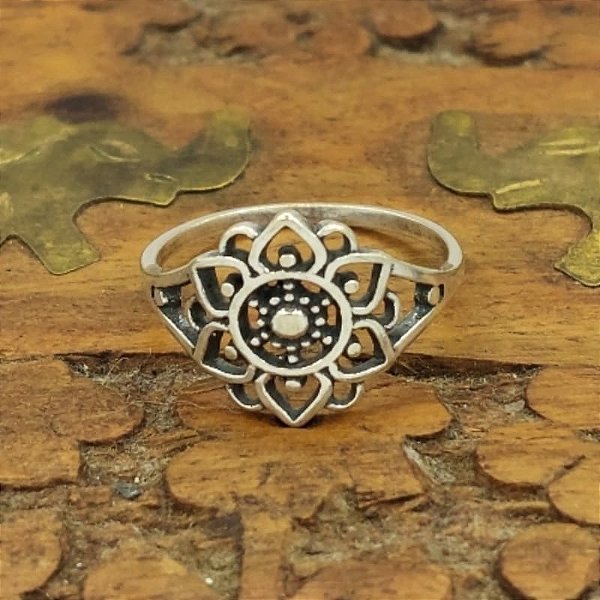Anel Indiano Prata 925 Mandala