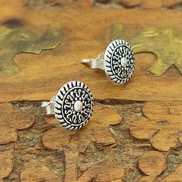 Brinco Prata 925 Mandala Indiano