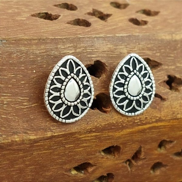 Brinco Prata 925 Gota Mandala Indiana