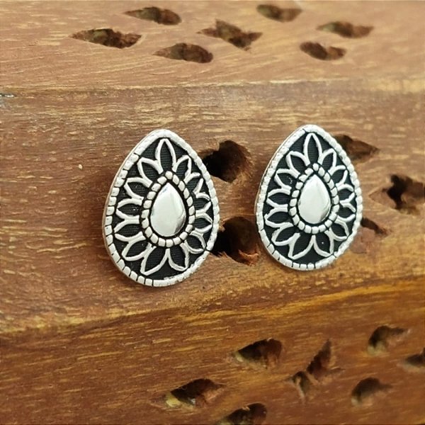 Brinco Prata 925 Gota Mandala Indiana