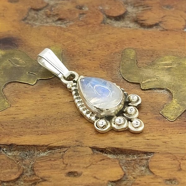 Pingente Life Prata 925 Pedra da Lua Gota