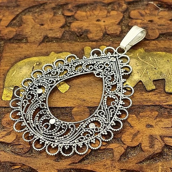 Pingente Pandora Prata 925 Filigrana Artesanal