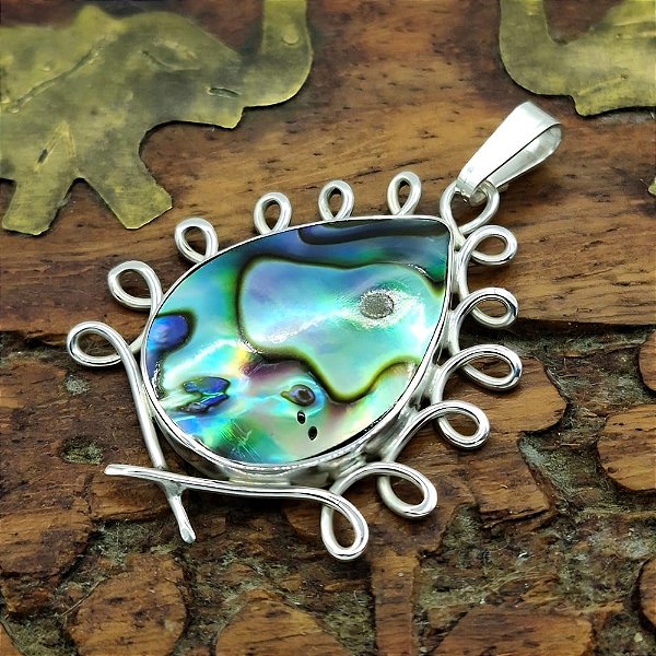 Pingente Prata Bali 925 Abalone