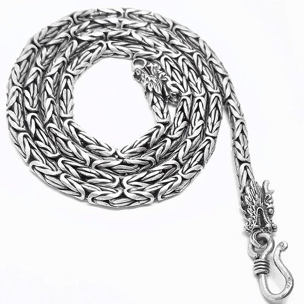 Corrente Bali 925 com Cabeça de Dragão Ponto Peruano