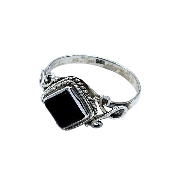 Anel de Prata 925 Pedra Natural ônix (Indiano) - O007