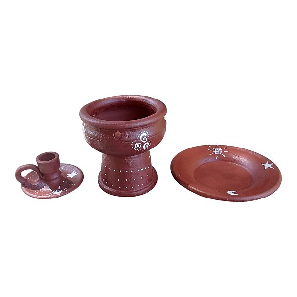 Kit Em Ceramica Turibulo (incensario), Porta Vela , Prato