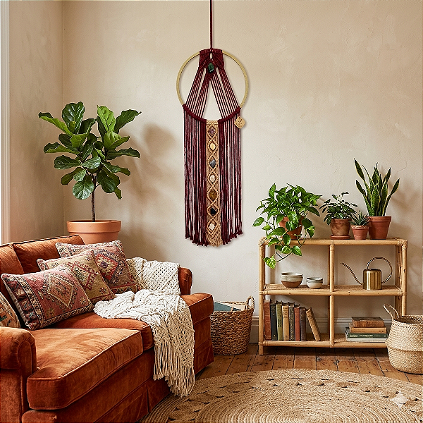 Painel em macramê 7 pedras dos chakras