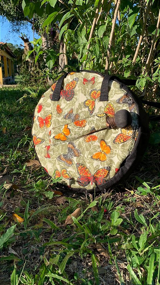 Capa para Tambor Xamânico Lakota 40 cm estampada de borboleta