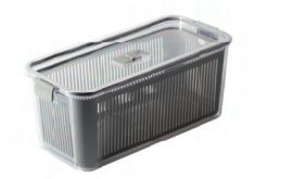 Pote Hermético Geladeira Slim Cinza - 4225ml