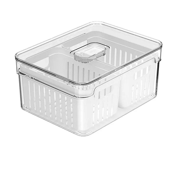 Organizador de Geladeira c/ Cesto Duplo Clear Fresh - 2,2L