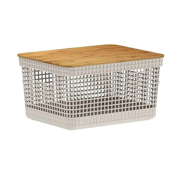 Caixa Organizadora Grid c/ tampa de Bambu - 8L