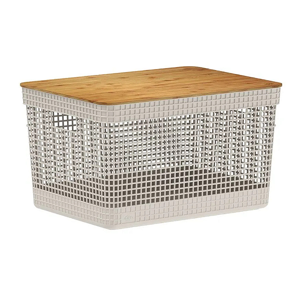 Caixa Organizadora Grid c/ tampa de Bambu - 20L