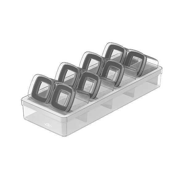 Organizador de Temperos Clear Branco - 9 Peças