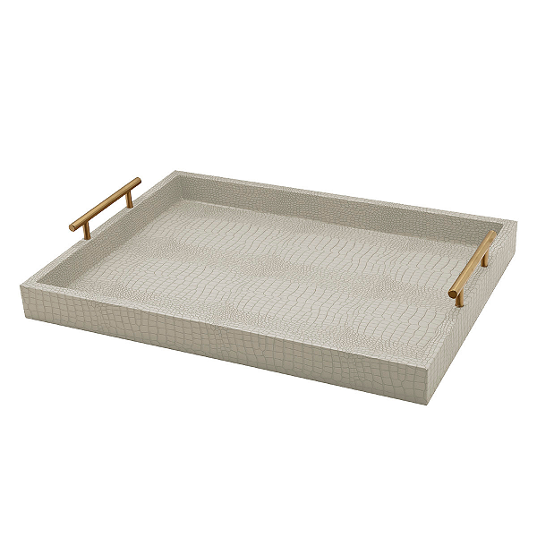 Bandeja Decorativa c/ Alça de Metal - Off White