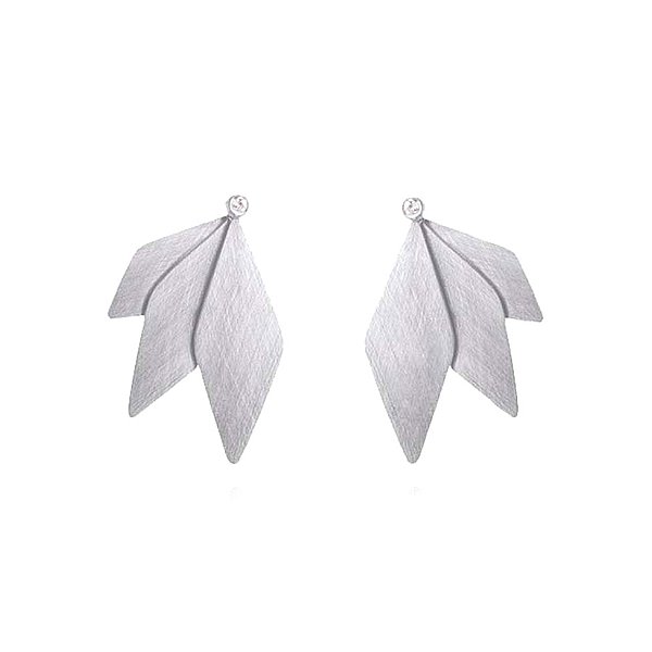 Brinco Gaivota Maxi prata e diamantes