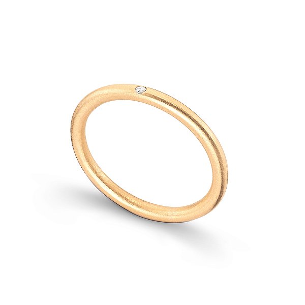 ALIANÇA MINIMAL REDONDA COM DIAMANTE E OURO 18K