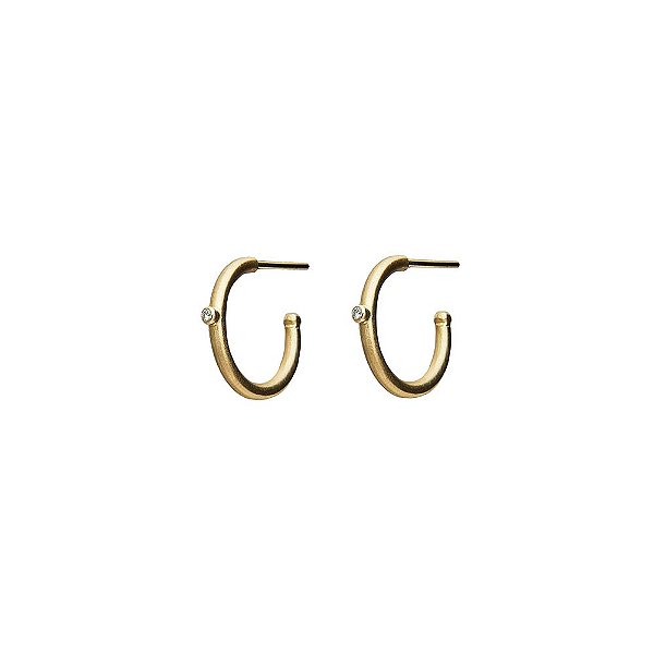 ARGOLA MINIMAL COM DIAMANTE E OURO 18K