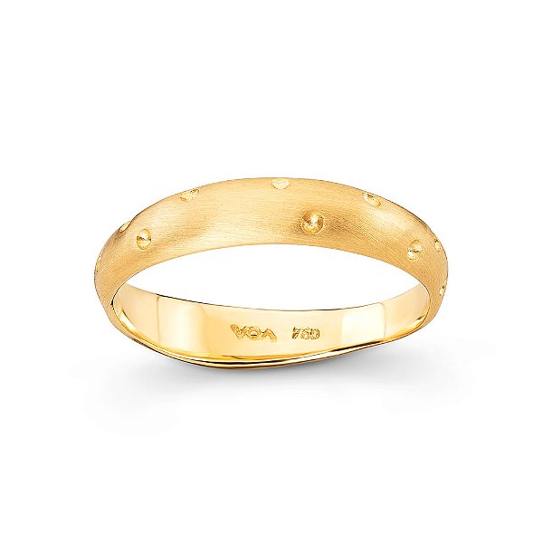 ANEL CORAL PONTINHOS OURO 18K