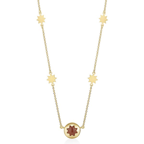 COLAR ASTRAL CORNALINA MINI EM OURO 18K