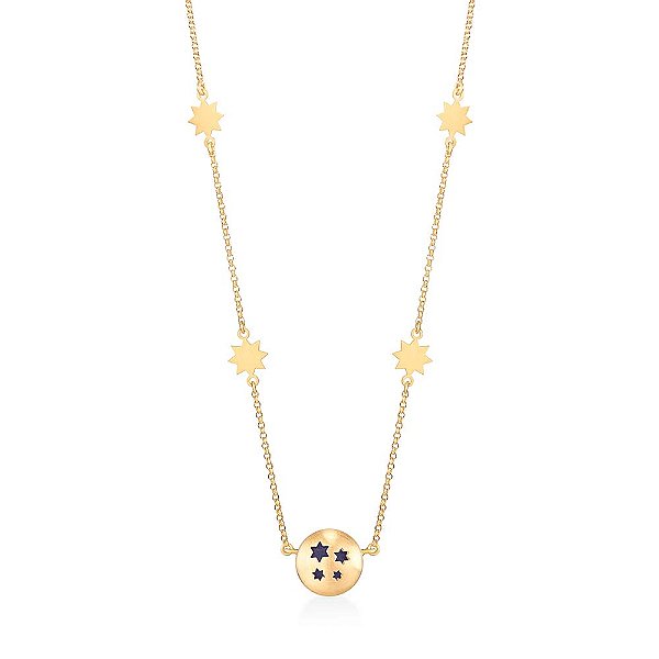 COLAR ASTRAL SODALITA MINI EM OURO 18K